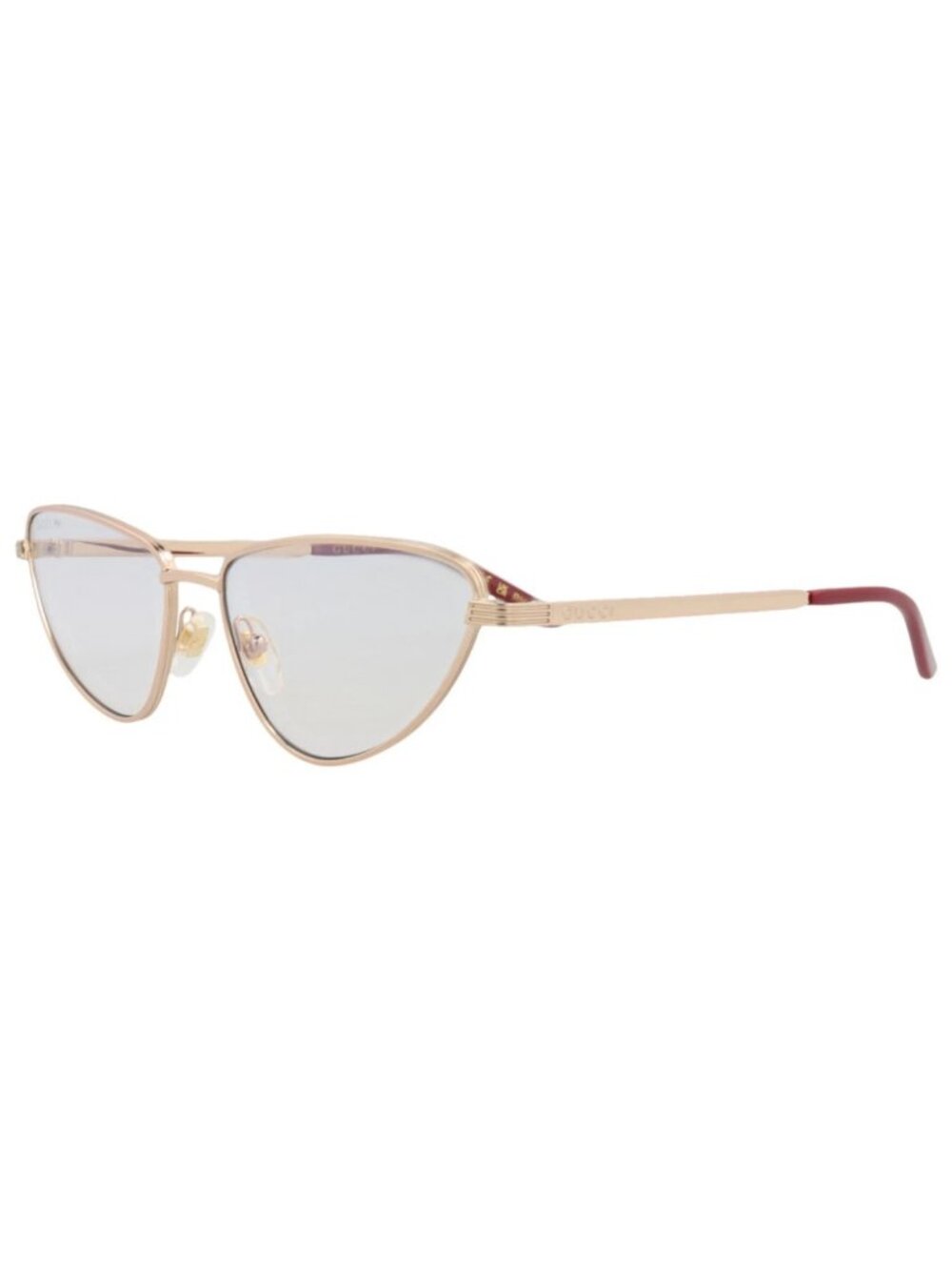 New Gucci Women's Sunglasses Cat Eye Metal Frame Gold Gold Transparent